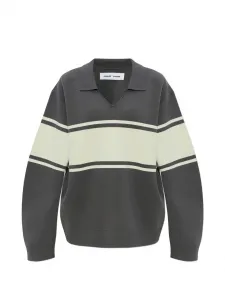 Полосатый свитшот Saanne с воротником Samsoe Samsoe, серый