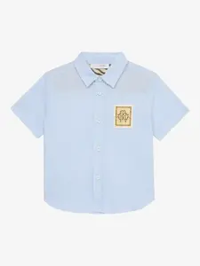 Рубашка с нашивкой-логотипом Roberto Cavalli Junior, синий