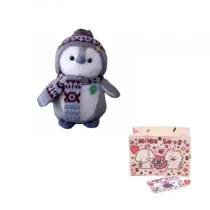 Эльфийский сбегающий пингвин милый шарф шапки и кепки куклы плюшевая кукла 20см высота Ten Thousand Children's Music, серый