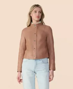 Женская кожаная куртка-бомбер Furniq UK, коричневый