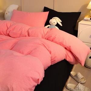 AVIVI Комплект постельного белья 1,2 м, 3 предмета, простыня, цвет Double-Pin Rose Pink, Cool Black