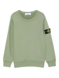 Свитшот с круглым вырезом и нашивкой с логотипом Stone Island Junior, зеленый