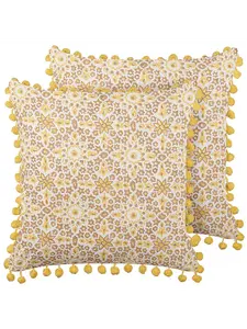 Декоративная подушка Beliani 2er Set Deko LYCROIS, цвет gelb/weiß/braun