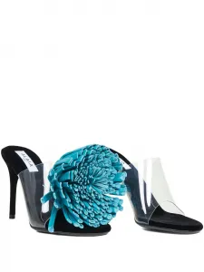 Туфли-босоножки на шпильке с цветочным декором, каблук 90 мм Alaïa, белый