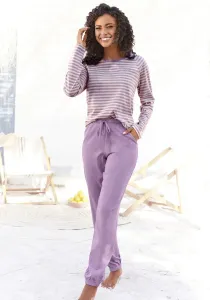 Пижама Vivance Dreams с полосками, окрашенными в пряжу, фиолетовый