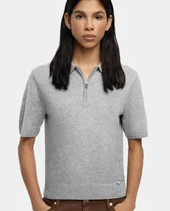 Женский вязаный свитер с воротником-поло и передней застежкой на молнию Parfois, серый