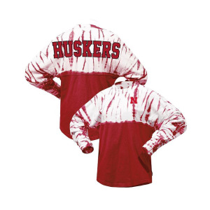 Женская футболка Scarlet Nebraska Huskers из джерси с длинными рукавами и принтом тай-дай Spirit Jersey, красный