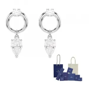Серьги грушевидной формы с цирконием Swarovski, белый