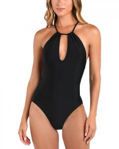 Belle Sold Слитный купальник с высоким воротом L'AGENCE, черный