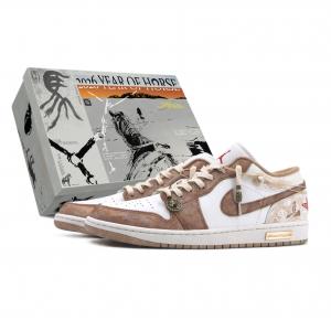 Jordan Air 1 Abrasion Resistant Low top Vintage Basketball Shoes мужские бежево-коричневые