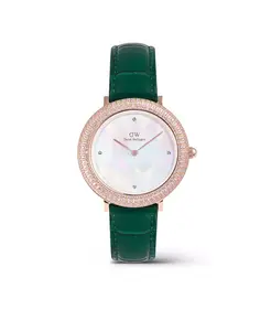 Женские аналоговые часы из зеленой кожи, 32 мм Daniel Wellington