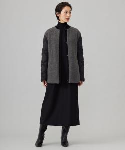 Двустороннее стеганое пальто средней длины с ламинированным ворсом