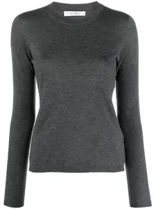 Кашемировый джемпер с круглым вырезом MAX MARA, серый