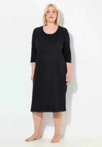 Ночная рубашка с рукавами 3/4 и английской вышивкой Ulla Popken, Black