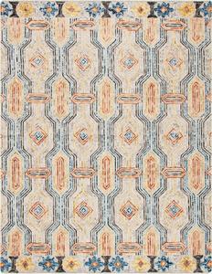 Ковер SAFAVIEH, 275 x 366 см, Trace Collection, Grey & Blue, ручной работы, бохо из шерсти, идеален для помещений с высокой проходимостью в гостиной, спальне (TRC515F)