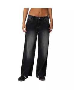 Женские джинсы Magda с низкой талией и эффектом кислотной стирки Edikted, черный