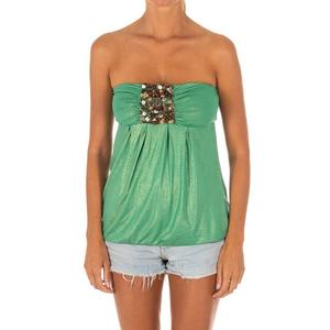 Женская футболка без рукавов с эффектом широкого трикотажного верха 10dmt0084 Met, зеленый