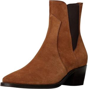 Женские стильные челси XYD с заостренным носком, из искусственной замши, на невысоком квадратном каблуке, с эластичной вставкой, западного стиля, ботильоны, Brown