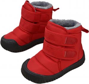 Детские зимние сапоги для девочек с двойными ремешками, мягкий флисовый верх, противоскользящая подошва, теплые походные ботинки для холодной погоды Generic, Red
