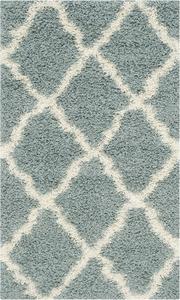 Ковер SAFAVIEH, 69 x 122 см, Dallas Shag Collection, Seafoam & Ivory, узор Trellis, без ворса и простой в уходе, толщиной 3,8 см, идеален для помещений с высокой проходимостью: прихожая, гостиная, спальня (SGD257C)