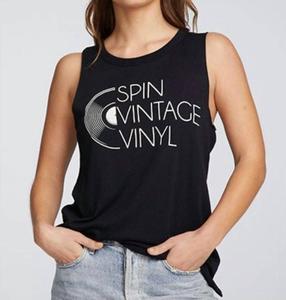 Майка Spin Vintage Vinyl Muscle Tank в истинно черном цвете Chaser