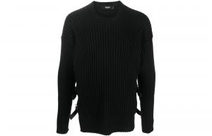 Свитер с боковым разрезом и ребристой вязкой VERSACE, черный