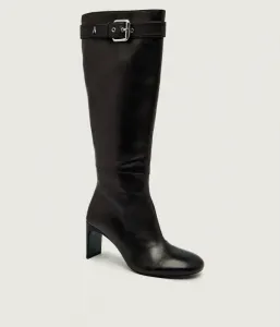 Кожаные сапоги на массивном каблуке Patrizia Pepe, черный