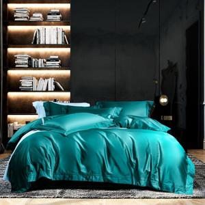 HAMMYKOTI Комплект постельного белья скандинавский стиль ажурный широкий край 600TC 100% хлопок Dark Green