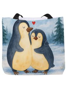 Сумка-шоппер с изображением объятий пингвина, без слогана, белого цвета Mr. & Mrs. Panda