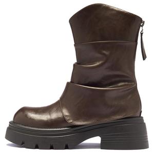 AGSDON Ботильоны женские коричневые на каблуке 5,5 см, цвет Brown