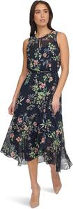 Женское платье миди без рукавов с высоким воротом от Tommy Hilfiger из шифона Hi Lo, Sky Captain Multi