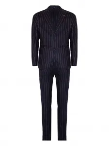 Костюм в полоску на двух пуговицах Tagliatore, синий