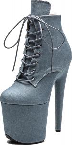 Женские экзотические ботильоны для пол-дэнс WUXIN H&P, на высокой платформе, с высоким каблуком 8 дюймов, на шнуровке, Grey