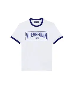 Хлопковая легкая трикотажная футболка с двухцветным логотипом Vilebrequin, белый