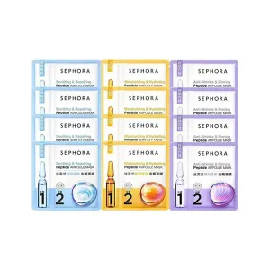 Набор из 4 успокаивающих, увлажняющих и восстанавливающих масок для лица в флаконах, предназначенных для разных типов кожи Sephora, ten two-piece set
