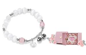 Стеклянный кошачий глаз браслет Women's VIVIWELL, розовый