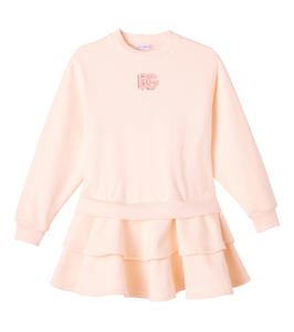 Многослойное платье из хлопкового флиса DG Dolce&Gabbana Kids, Rosa Pallido