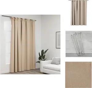 Плотная штора с крючками, под лен, бежевая, 290 x 245 см - Шторы и шторы vidaXL