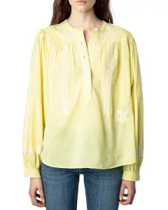 Хлопковая блузка с вышивкой Tigy Zadig & Voltaire, желтый