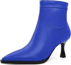 Женские ботильоны с каблуком-стилетто, заостренный носок, ботинки до щиколотки, сексуальные, осенне-зимние, короткие ботинки с молнией, каблук 2,5 дюйма Jaffamiraco, Royal Blue
