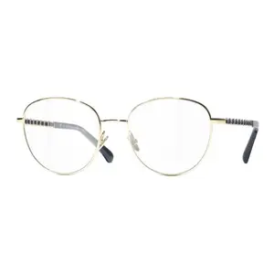 CHANEL Металлическая овальная оправа для очков унисекс разноцветная, C443 Light Gold and Marine Blue