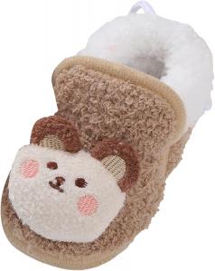 IWIHMIV Зимние плюшевые ботинки для новорожденных, детские ботиночки для мальчиков и девочек, теплые мягкие ботинки на щиколотку с флисом, противоскользящие хлопковые ботинки, Khaki