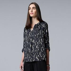 Женская блузка с отворотами на рукавах Simply Vera Vera Wang, Black Texture Drops