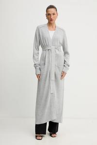 Шерстяной кардиган Boss, серый