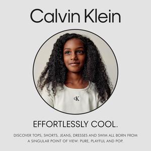Футболка с короткими рукавами и логотипом Calvin Klein для девочек, завязывающейся спереди и без этикетки внутри, Black Tape