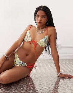 Reclaimed Vintage - Топ бикини с графическим принтом и тонкими бретелями