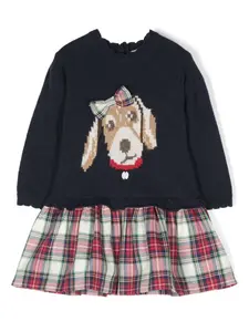 Платье с подолом в клетку тартан Patachou, синий