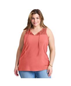 Женская майка с кружевной кокеткой (топ) AVENUE, Coral hibiscus