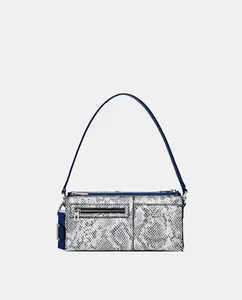Малая сумка из змеиной кожи с заклепками Desigual, темно-синий