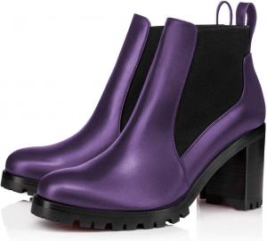 Женские ботинки YDN Chelsea с массивным каблуком и защитой от скольжения, мотоциклетные туфли на осень и зиму, размеры 4-15 US, Purple